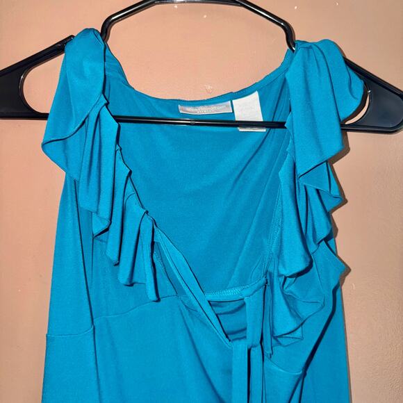 Worthington Stretch Women's Wrap Sleeveless Ruffle Blouse Top - Size Medium - Picture 9 of 9